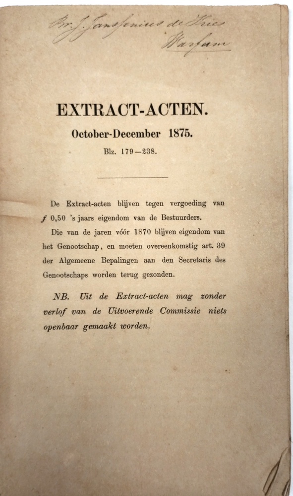 Extract-acten. October-December 1875.