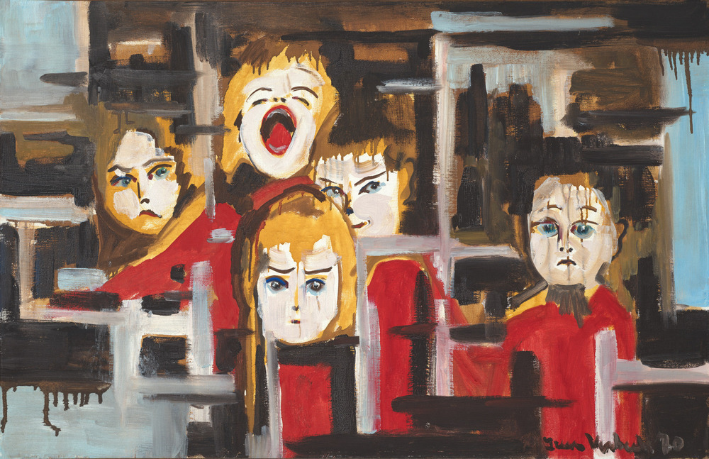 Ingelijst olieverfschilderij voorstellende kinderen