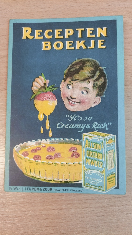 Receptenboekje voor de bereiding van nagerechten met Allson's Custard Powder door C.S.W. Drijber. 1927