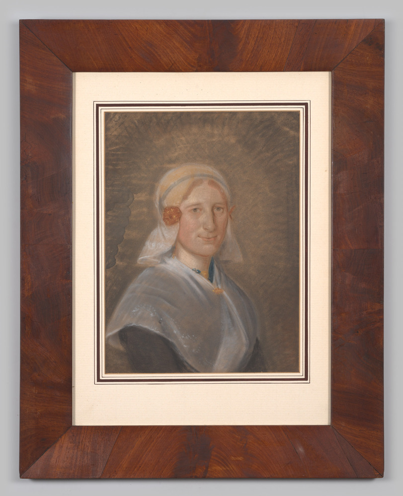 Aquarel, ingelijst, achter glas, voorstellende mevrouw, Osinga