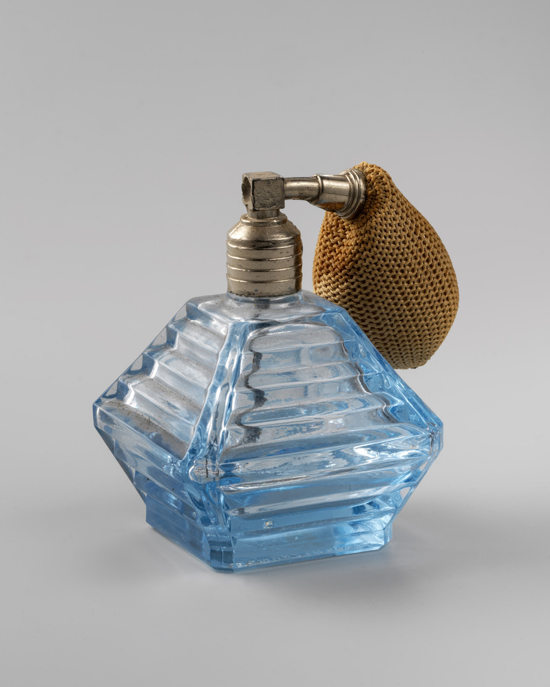 Parfumverstuiver van lichtblauw glas