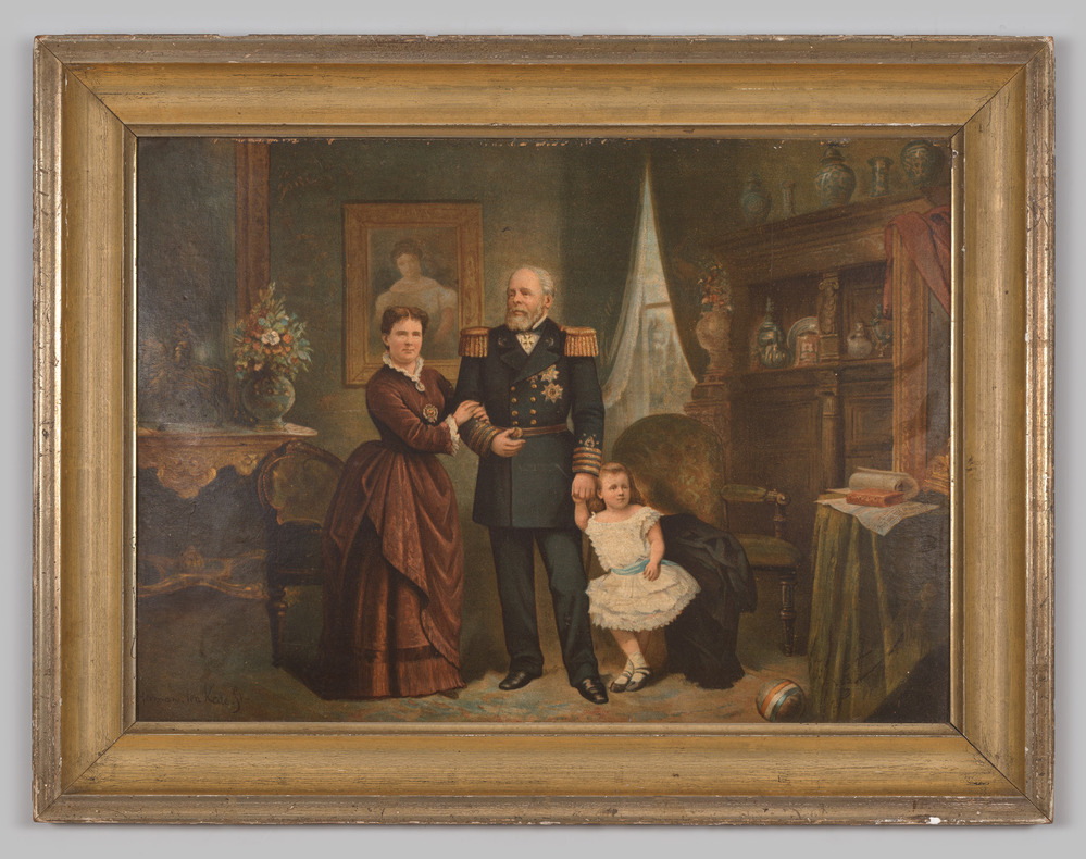 Portret van een man, vrouw en meisje