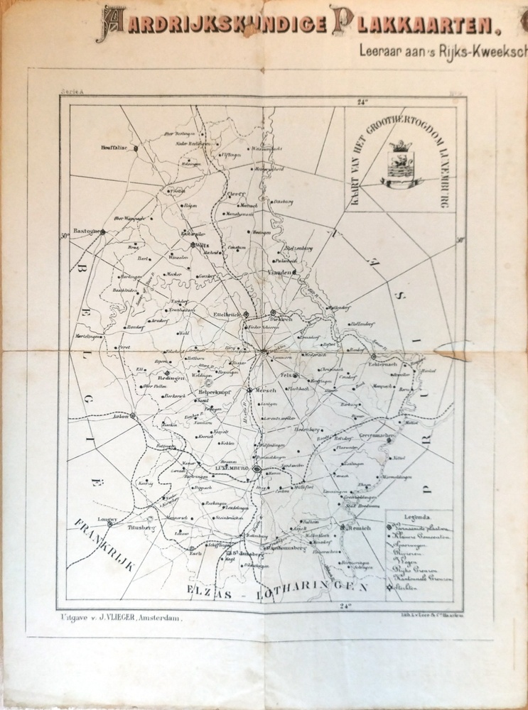 Kaart van het Groothertogdom Luxemburg
