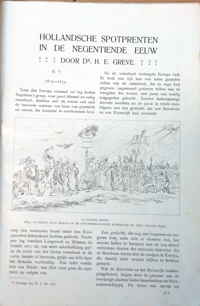 Hollandsche spotprenten in de negentiende eeuw door dr. H.E. Greve (geb. 1908)