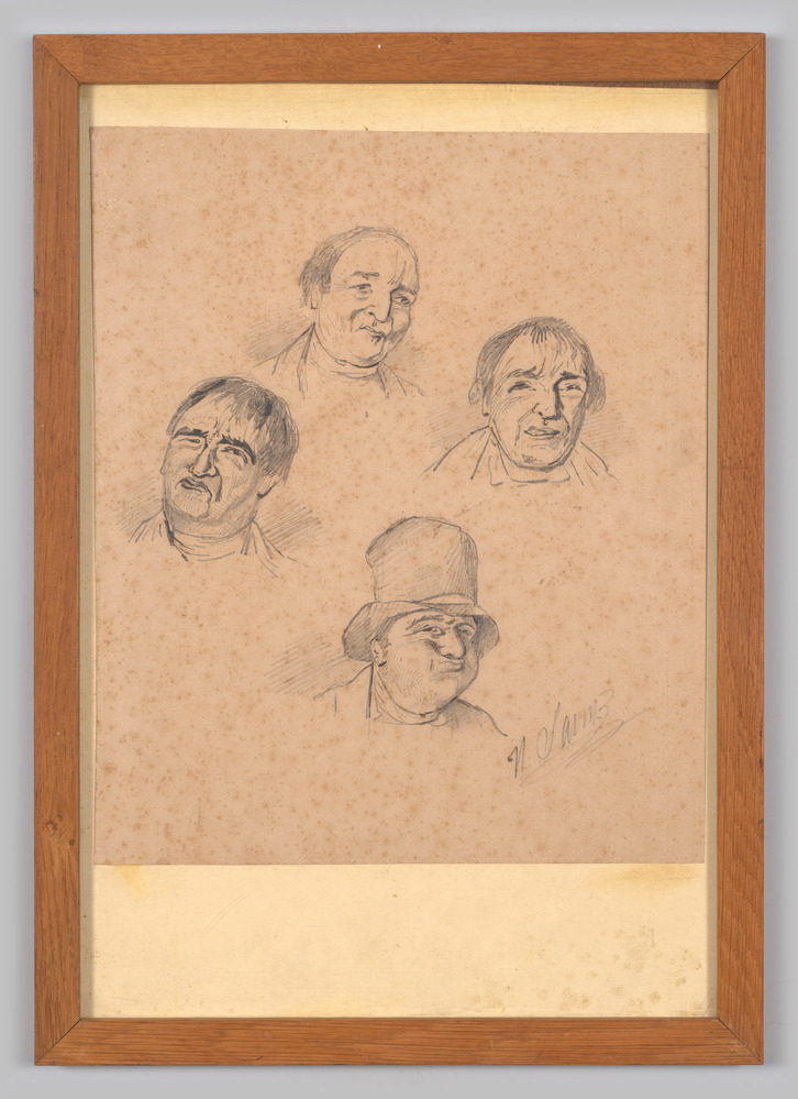 Tekening, ingelijst, viervoudig portret