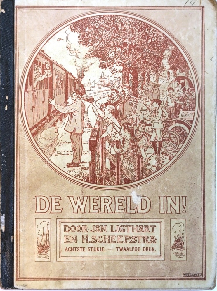 De wereld in, achtste stukje. Ligthart J. en Scheepstra H., geïllustreerd door Bruin de W.K. en Jetses C.