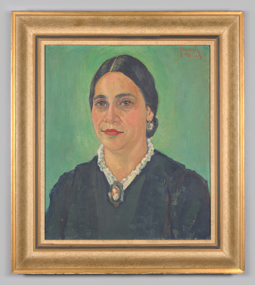 Schilderij, olieverfschilderij, ingelijst, geen glas, voorstellende een portret van een vrouw