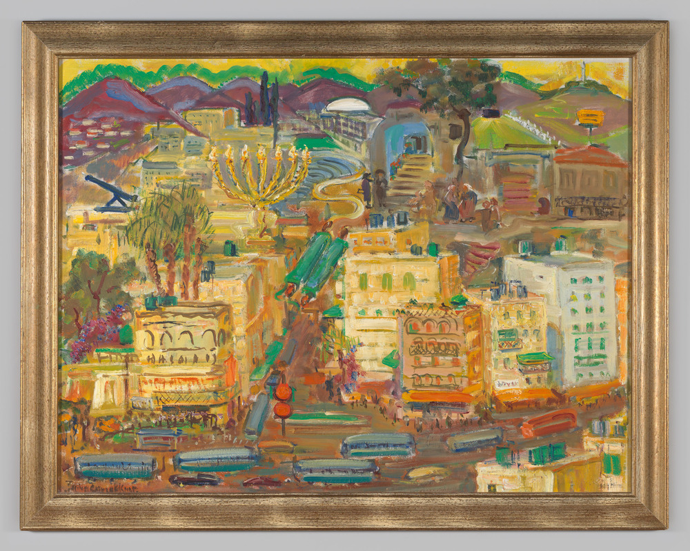 Een drukke straat in Jeruzalem, Josina Smeenk-Knap, schilderij