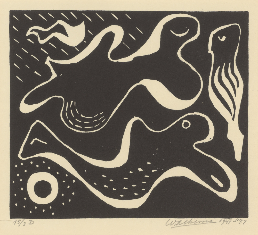 Diepzeefiguren, Wobbe Alkema, 1947-1977, linoleumdruk