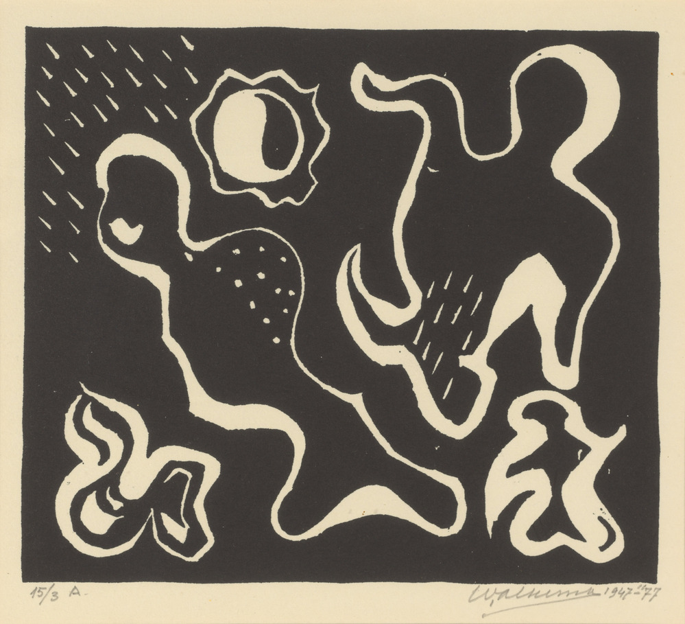 Diepzeefiguren, Wobbe Alkema, 1947-1977, linoleumdruk