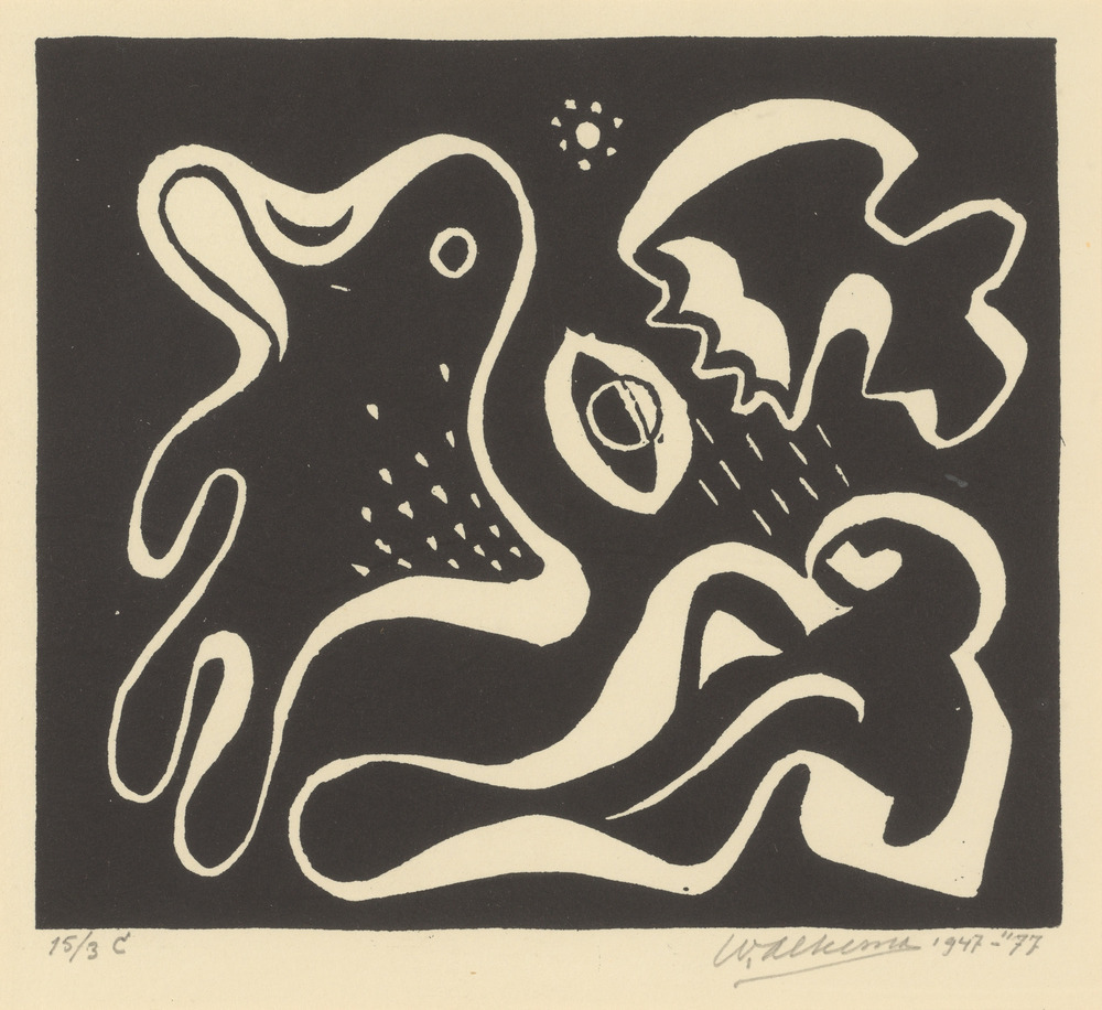 Diepzeefiguren, Wobbe Alkema, 1947-1977, linoleumdruk