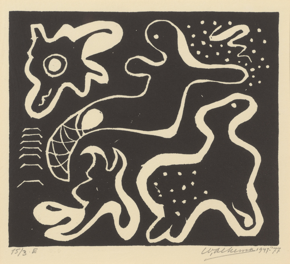 Diepzeefiguren, Wobbe Alkema, 1947-1977, linoleumdruk