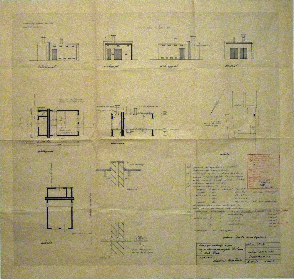 gebouw type 32 n.t. gasunie bouw gasontvangstation NV carton en papierfabr. Britannia te Oude Pekela architect H veldman Oude Pekela