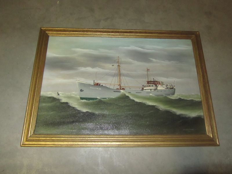 olieverfschilderij motorschip Fiducia N
