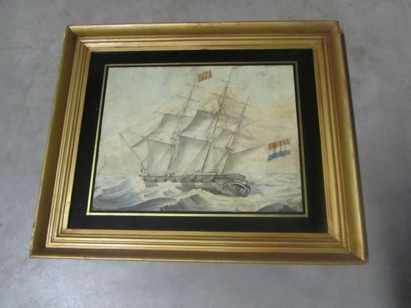 Aquarel bark Anne en Louisa, ex Drie Vrienden