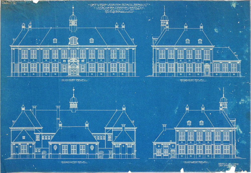 blad no 2 ontwerp voor een schoolgebouw voor de gemeente veendam