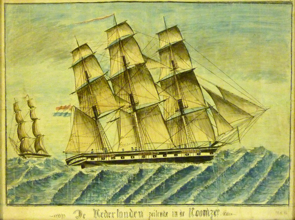 De Nederlanden zeilende in de Noordzee.