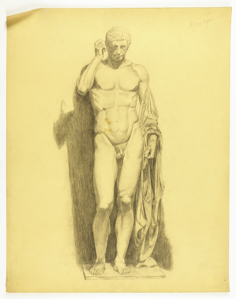 ontwerptekening figuur ten voeten uit, anatomische studie tekening naar beeld