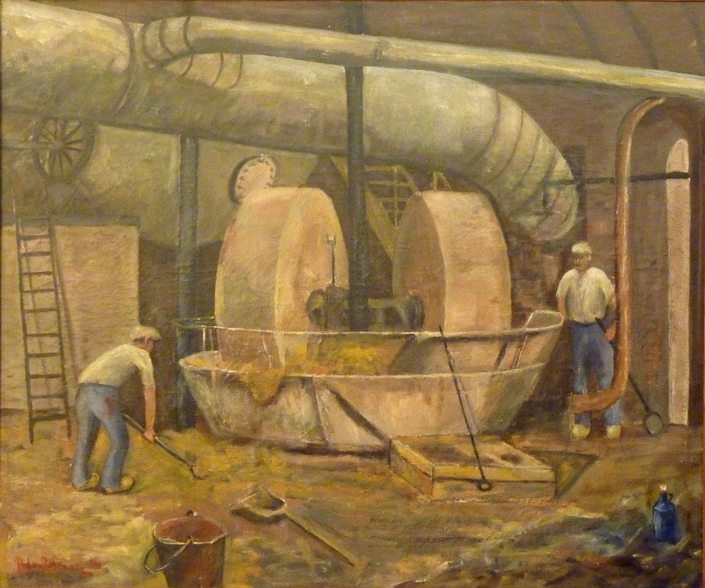 Arbeiders bij de kollergang