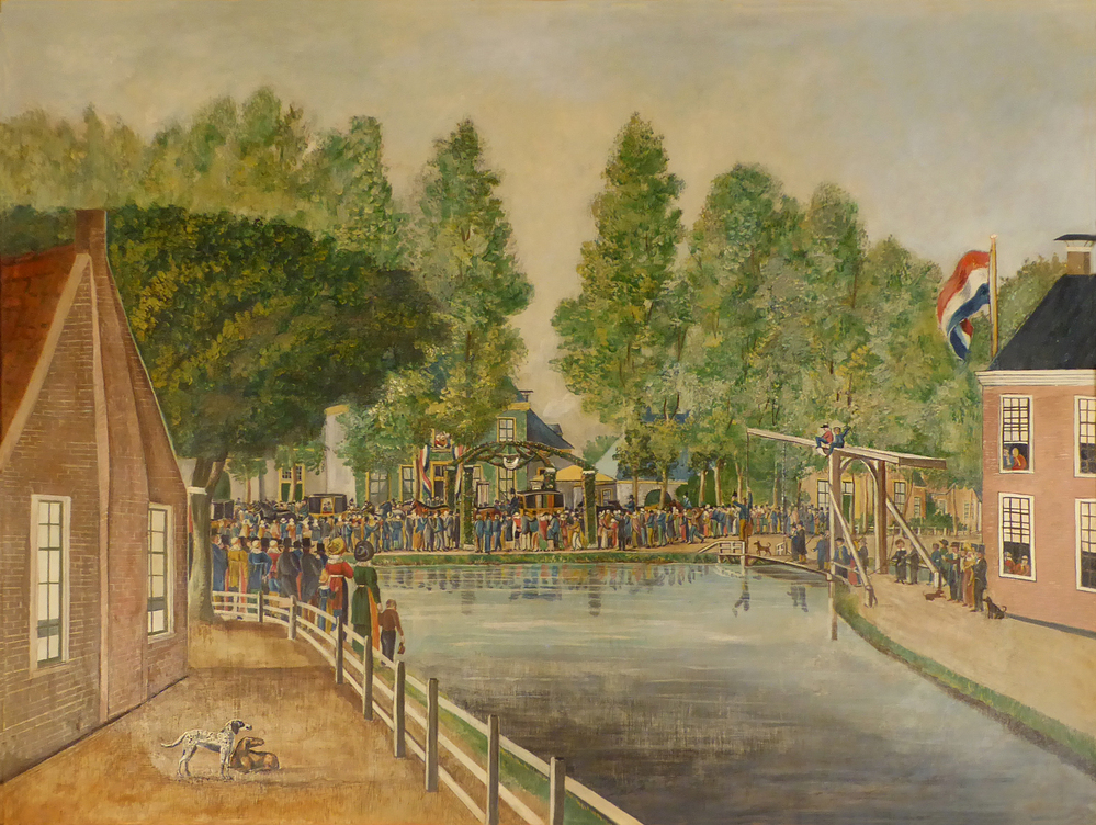 Op 14 juni 1837 bracht koning Willem I een bezoek aan Veendam. Hierbij werd de koning ontvangen op de veenborg Veenlust van Elzard Engelkens. Het bezoek werd vastgelegd op een muur geschilderde schoorsteenstuk dat zich bevond in een klein schippershuisje aan de Molenstreek dat toebehoorde aan de fam. Engelsman. In 1969 werd deze woning gesloopt. Het Veenkoloniaal Museum kreeg het schoorsteenstuk in 1970 aangeboden en het werd door de Gemeentewerken van Veendam met veel zorg in het Museum geplaatst. Op de achtergrond zijn een ereboog en het achtergelegen Veenlust zichtbaar. Rechts de Veenlustbrug en het voormalige hotel de Wildeman van de fam. Everts. Het schilderij is ooit schoongemaakt en gerestaureerd door huisschilder E.E. Puister. Het schoorsteenstuk werd op 11 mei 1970 onthuld in het Veenkoloniaal Museum door mr. E.H. Engelkens te Haren.