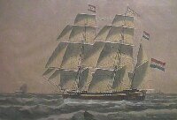 De Urania loopt in 1828 te Kinderdijk van stapel als de Kinderdijk. IN 1843 gaat het schip over naar de dordtse reder Gerard Maurits & Co. De Veendammer Jan Hendriks Kamminga wordt dan kapitein en het schip wordt omgedoopt tot Urania. In 1850 wordt Kamminga opgevolgd door Simon Dubbelaar, die het na een jaar al voor gezie houdt. Kapitein P.Klein bevaart het schip tot 1855. Het schip wordt dan naar Groningen verkocht en vaart nog drie jaar als De Zeven gebroeders voor de rederij Rottinhuis te Delfzijl. De gouache van de Urania is gemaakt door de Dordtse kunstenaar FRancois Carlebur (1821 - 1893). Carlebur was tekenaar, aquarellist en schilder, geboren op 10 september 1821 te Dordrecht en dus overleden op 13 april 1893. De liefde voor schepen is hem waarschijnlijk bijgebracht door scheepsportettist J.C.Schotel.