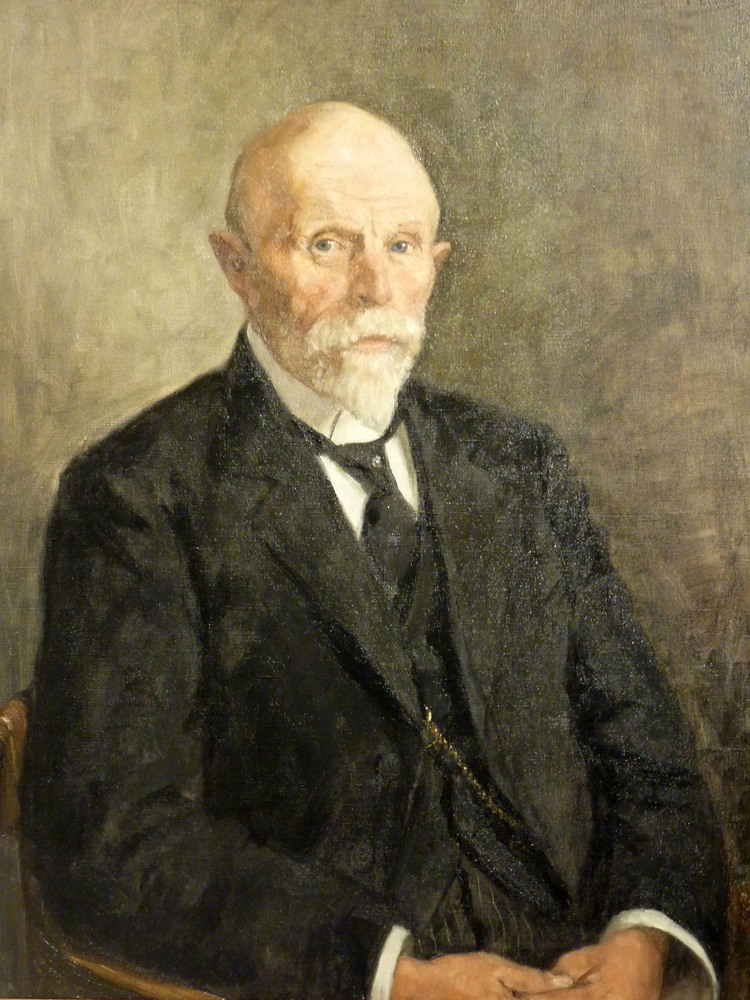 olieverfschilderij Tjark van Linge, mede -directeur aardappelmeelfabriek Van Linge & Co te Ommelanderwijk