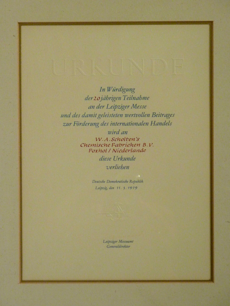 20 jaar deelname W.A.Scholten aan de Leipziger Messe
