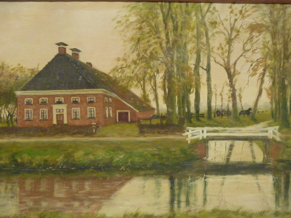 Veenkoloniaal Boerderij en brug en kanaal en paarden