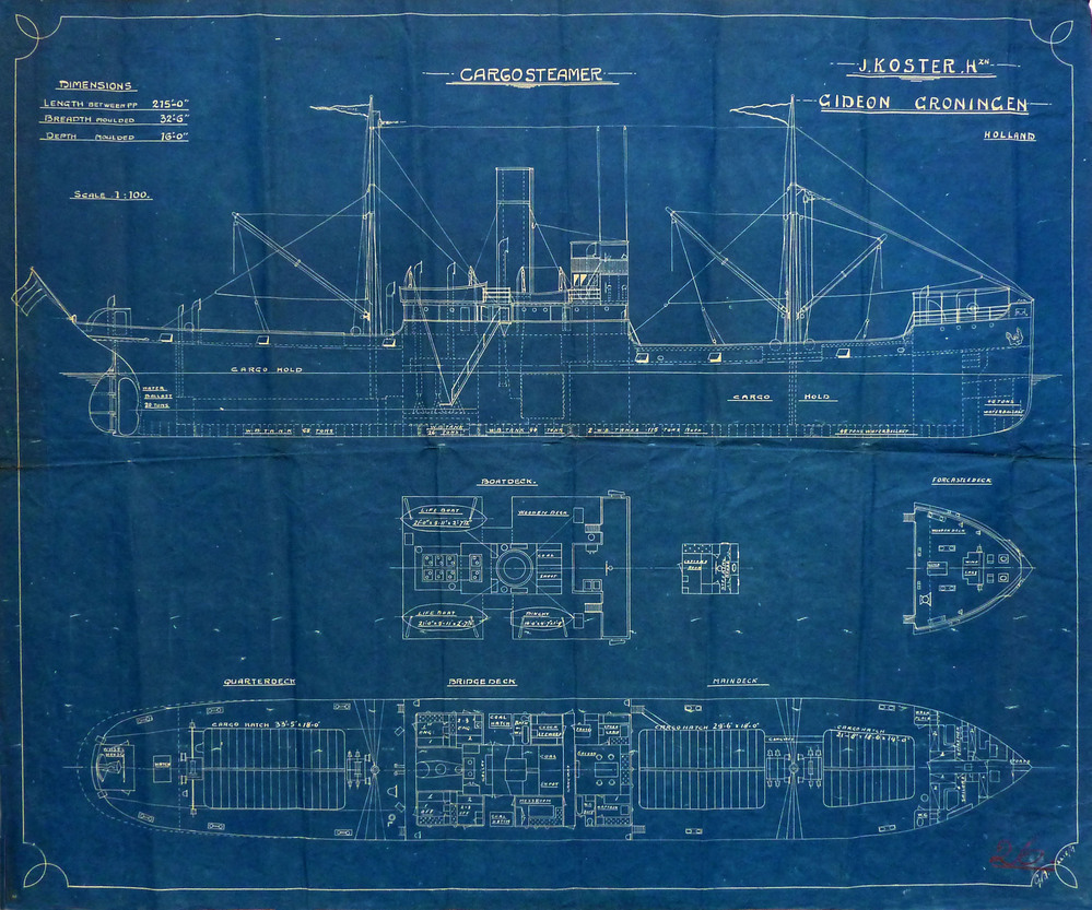 cargosteamer J Koster Hzn Gideon Groningen schaal 1: 100