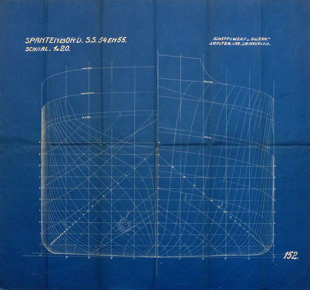spantenbord SS 54 en 55 schaal 1:20 15 scheepswerf Gideon J Koster Hzn Groningen