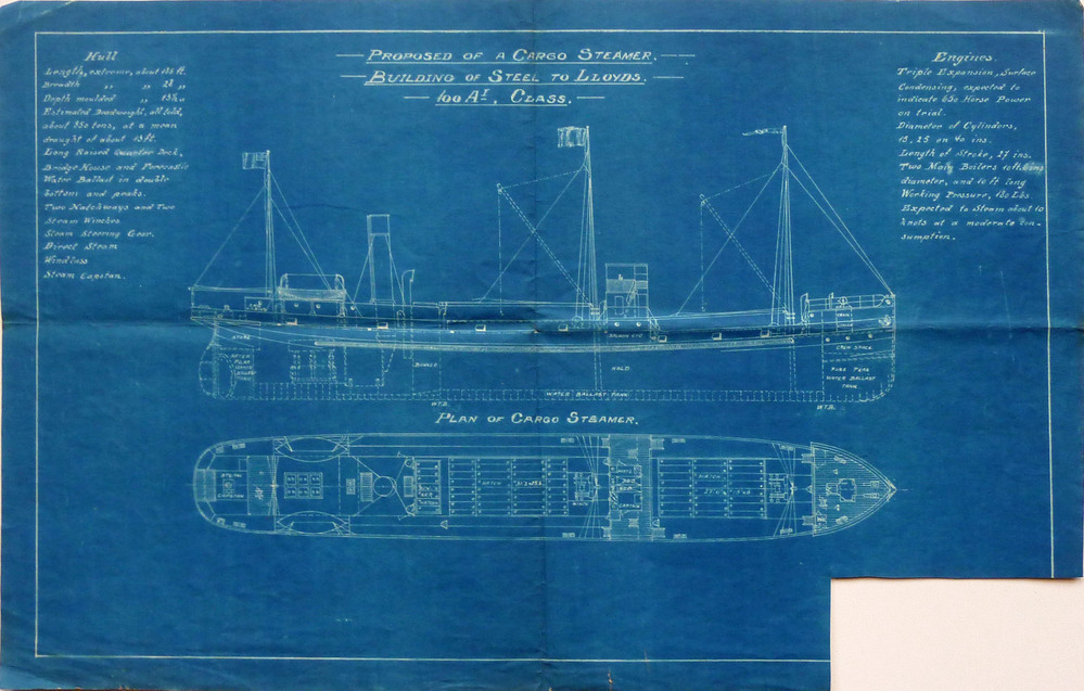 proposed of a cargo steamer building of steel to LLoyds 100 a class