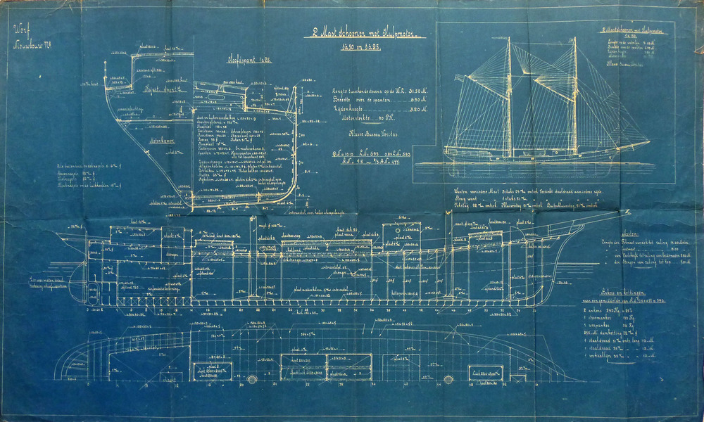 2 mastschoener met hulpmotor 1:50 & 1: 25 Tadla