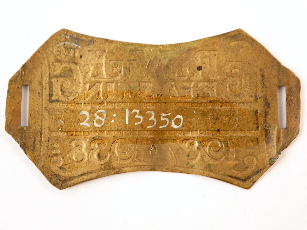 messing fietsplaat met inscriptie rijwielbelasting 1937 1938