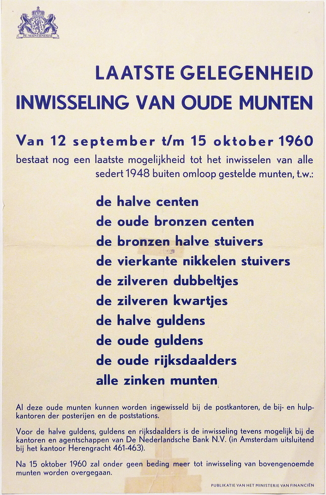 laatste gelegenheid inwisseling van oude munten