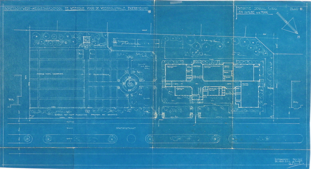schets ontwerp meisjesvakschool te Veendam voor de veenkoloniale boerenbond
