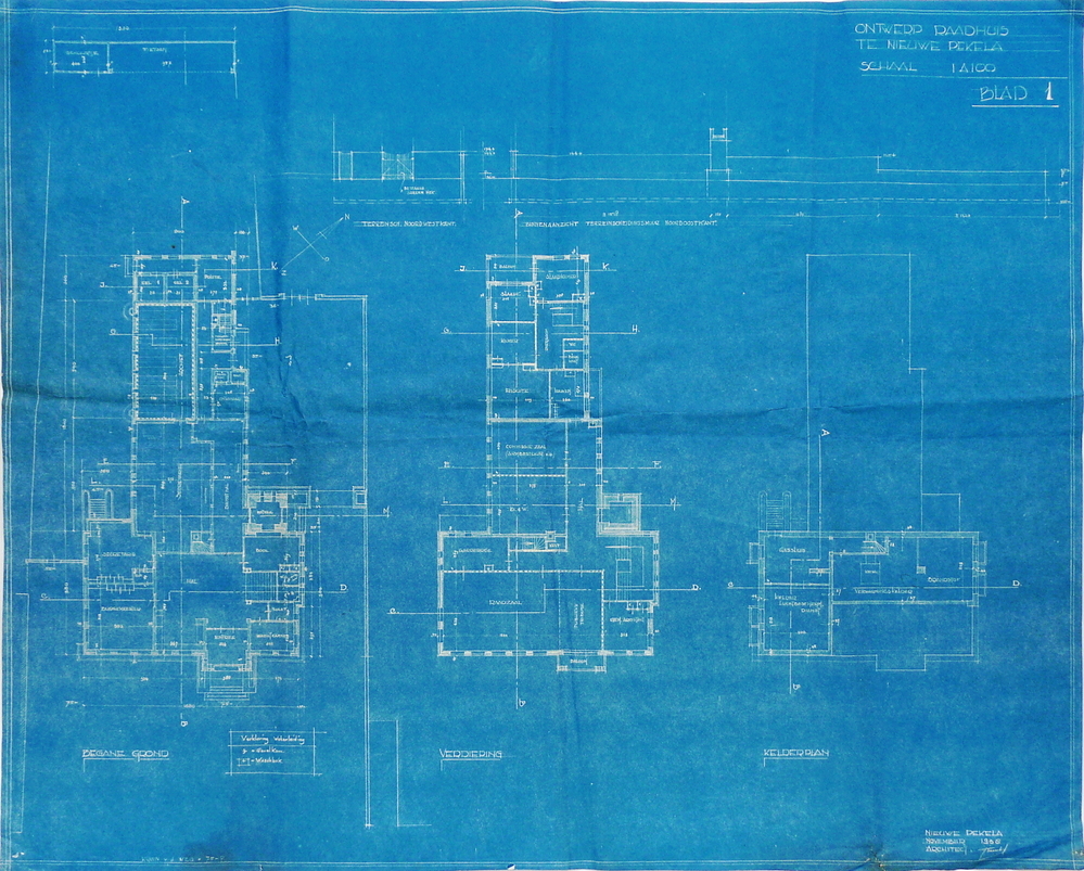ontwerp raadhuis te nieuwe pekela schaal 1:100 blad 1