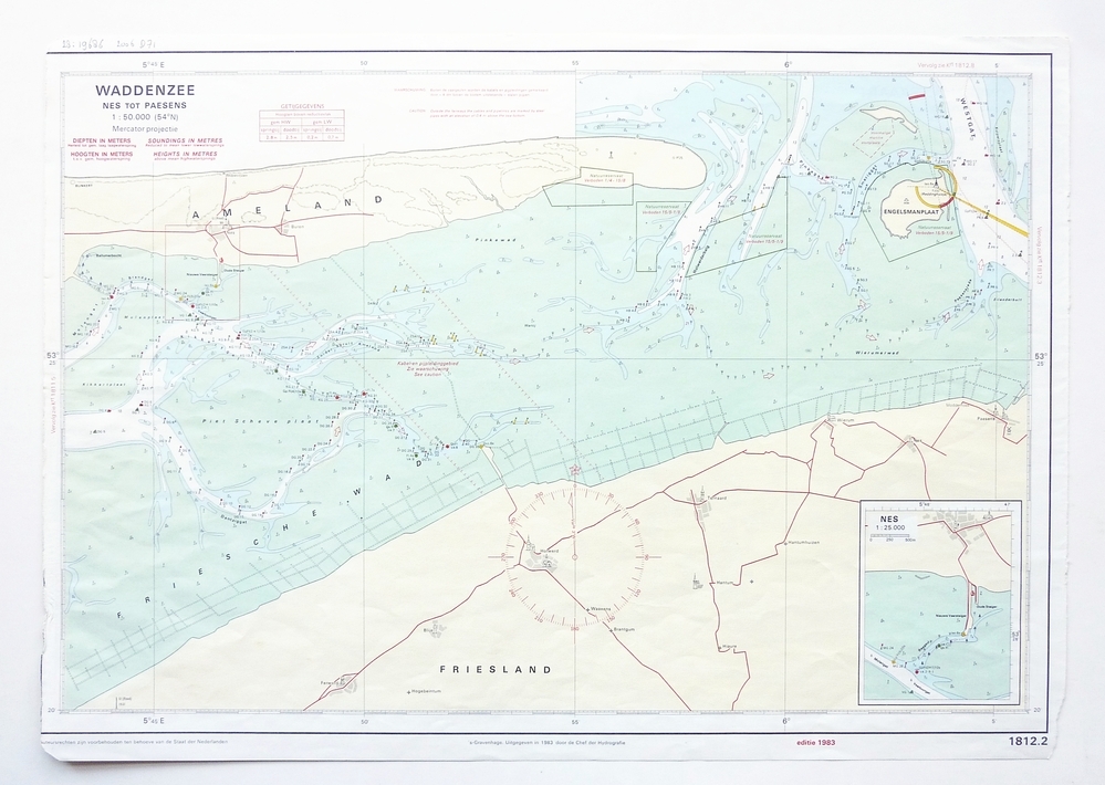 waddenzee nes tot paesens / overzichtskaart waddenzee ( oostelijk gedeelte ) en aangrenzende noordzeekust