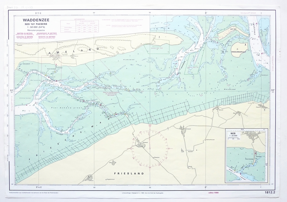 waddenzee nes tot paesens / overzichtskaart waddenzee ( oostelijk gedeelte ) en aangrenzende noordzeekust