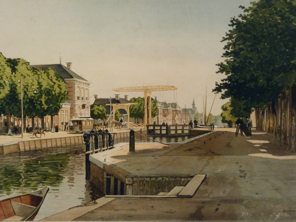 reproduktie van een prent met afbeelding het midden verlaat te Wildervank