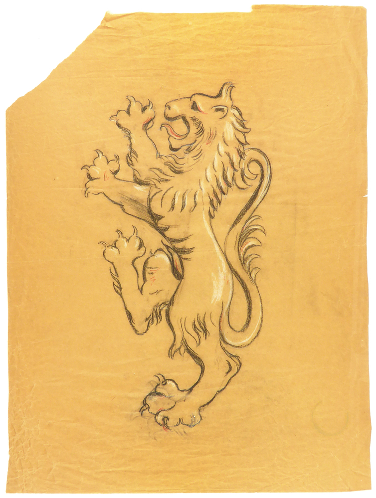 ontwerptekening leeuw, zijaanzicht