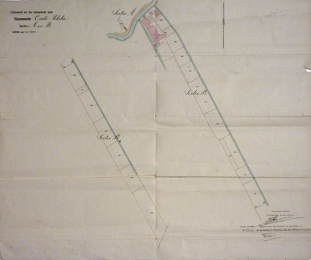 uittreksel uit het kadastrale plan Gemeente Oude Pekela Sectie A & B Winschoten 24 maart 1923
