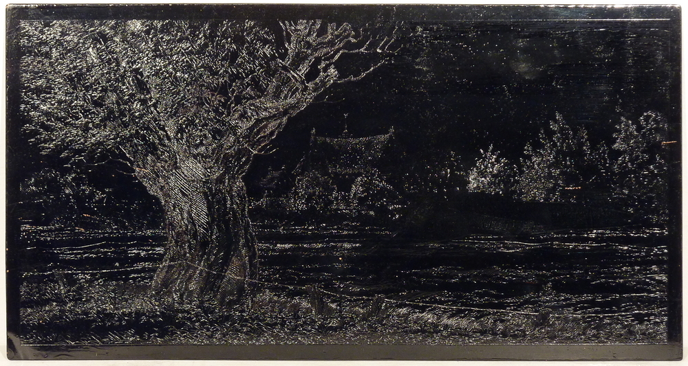 etsplaat in schellak Kerk Noordbroek