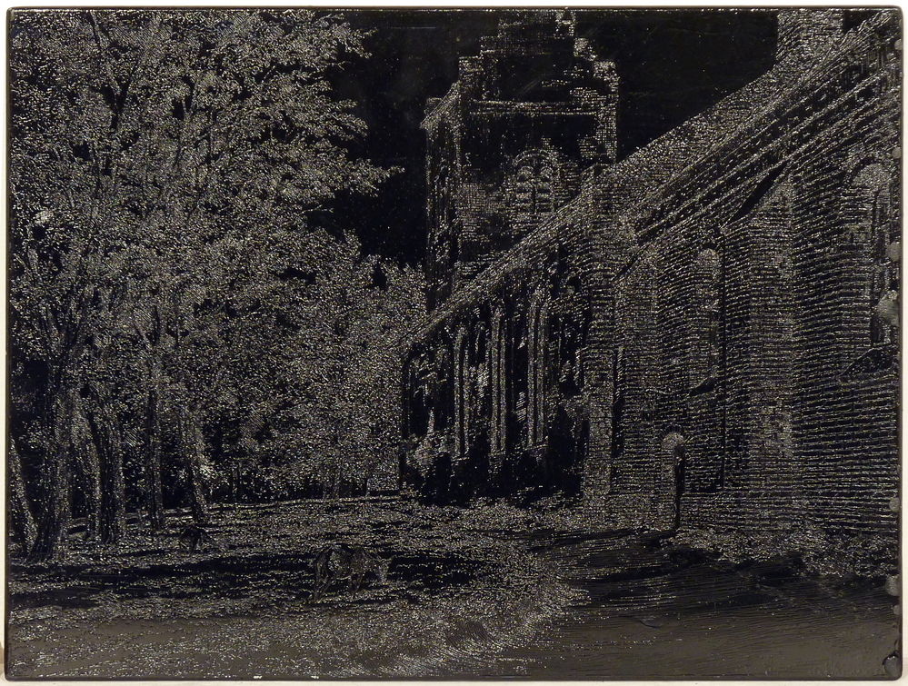 etsplaat in schellak Kerk Anloo