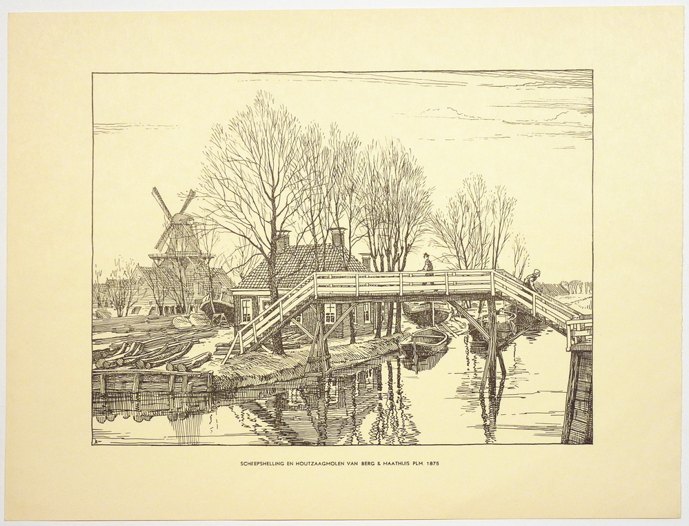 scheepshelling en houtzaagmolen van Berg & Maathuis plm 1875