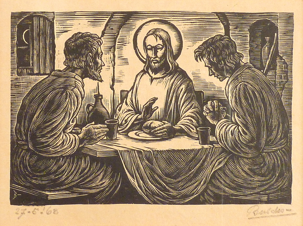 Emmaüsgangers met Jezus aan tafel