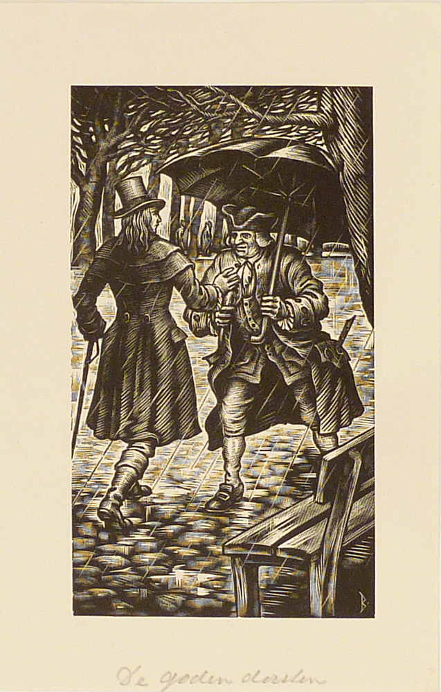 twee mannen met paraplu