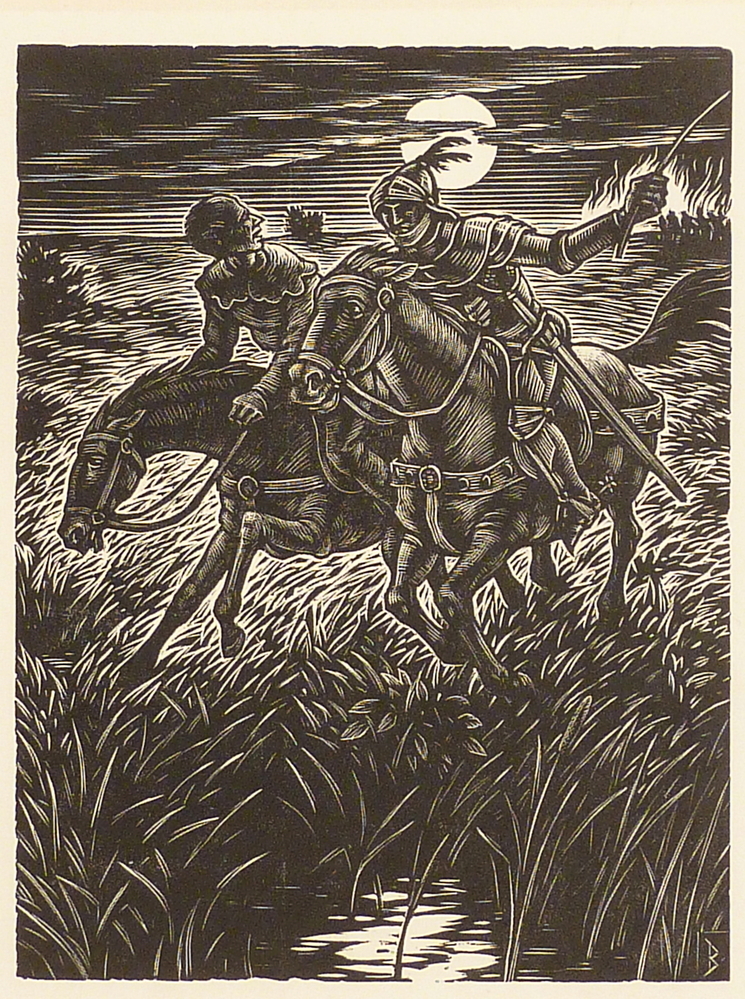 2 mannen op paard in de nacht