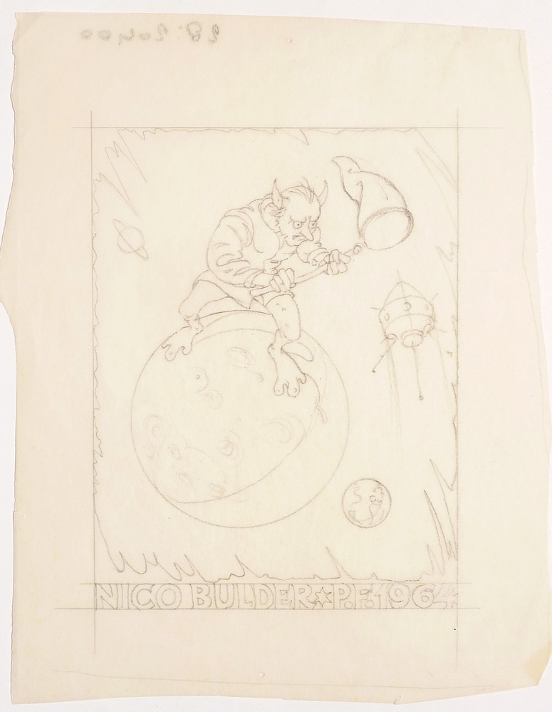 duivel op wereldbol met net