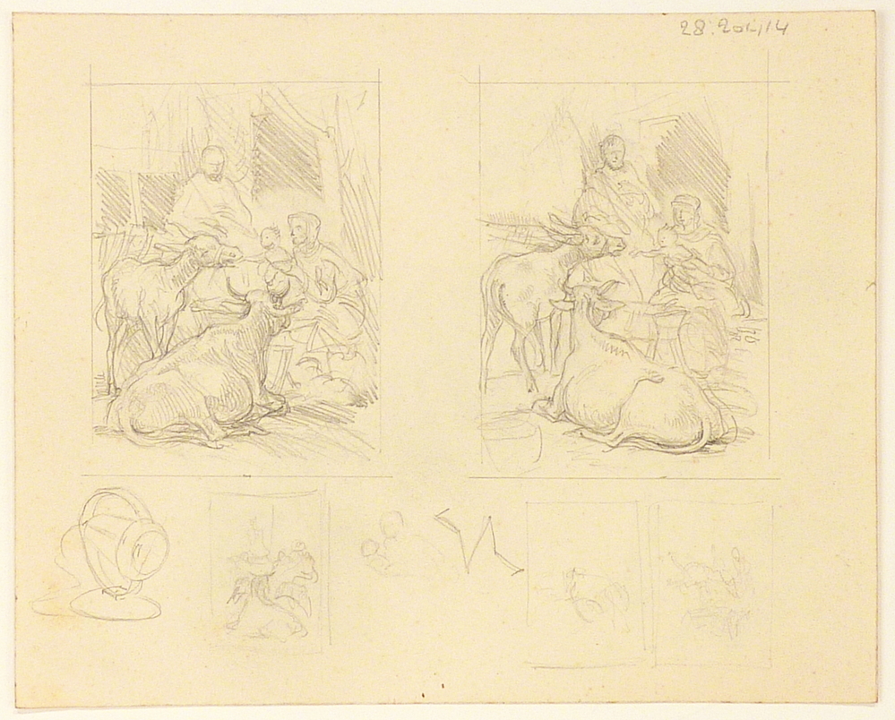 aanbidding der herders / sportende mannen