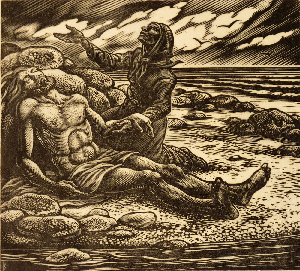 man en vrouw op rots bij water / zalavata